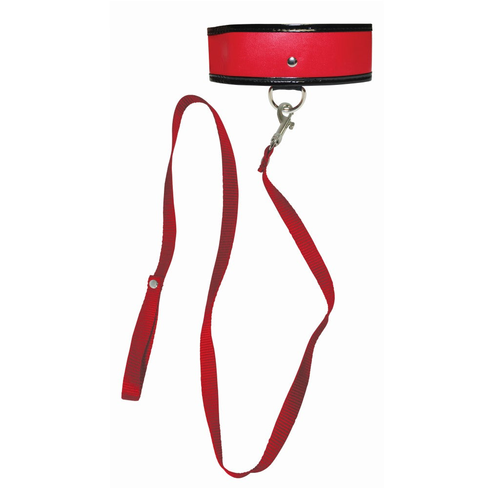 SPORTSHEETS - SEX & MISCHIEF ADJUSTABLE LEASH & COLLAR RED