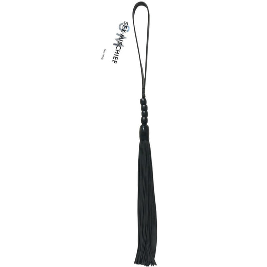 SPORTSHEETS SEX & MISCHIEF NOIR WHIP 16 IN. BEADED FLOGGER