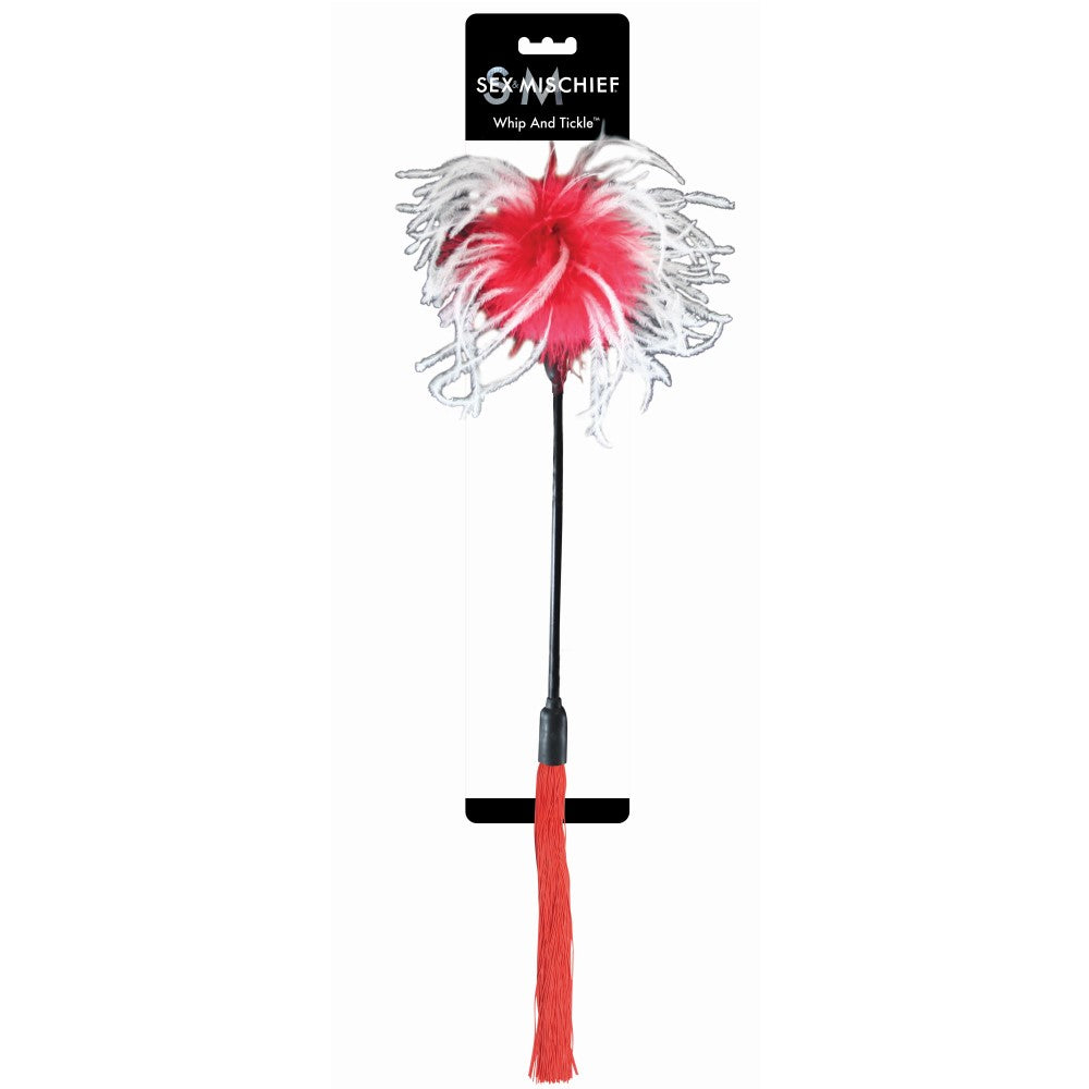 SPORTSHEETS SEX & MISCHIEF WHIP & TICKLE RED/WHITE