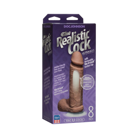 THE REALISTIC COCK - UR3 - 8 INCH BROWN