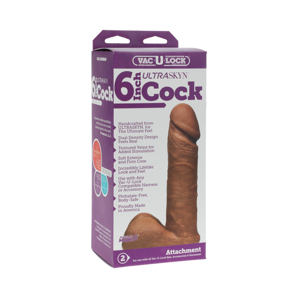 DOC JOHNSON - VAC-U-LOCK - 6-INCH ULTRASKYN COCK BROWN