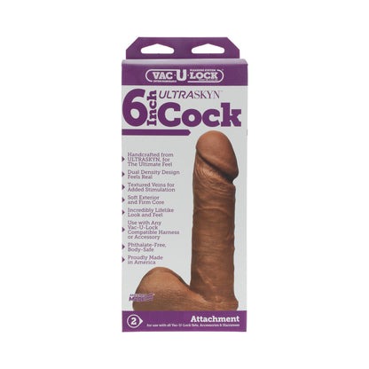 DOC JOHNSON - VAC-U-LOCK - 6-INCH ULTRASKYN COCK BROWN