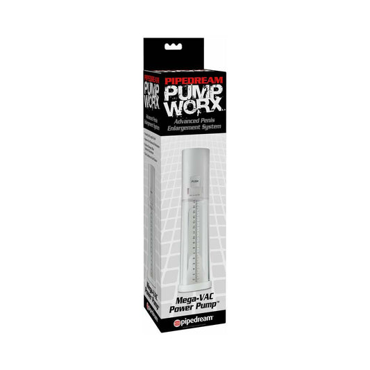 PIPEDREAM - PUMP WORX MEGA-VAC POWER PUMP CLEAR/WHITE