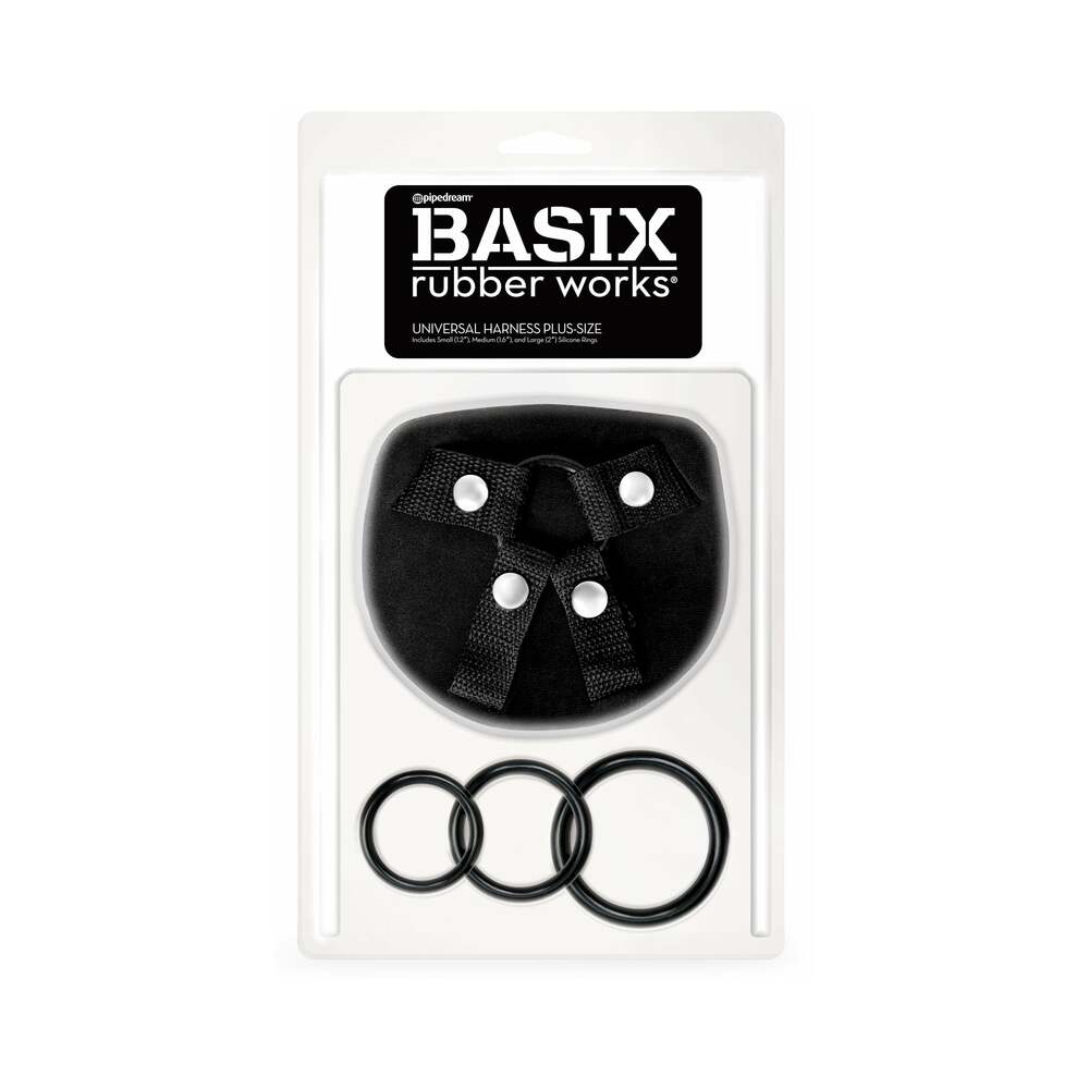 BASIX RUBBER WORKS UNIVERSAL HARNESS PLUS SIZE BLACK