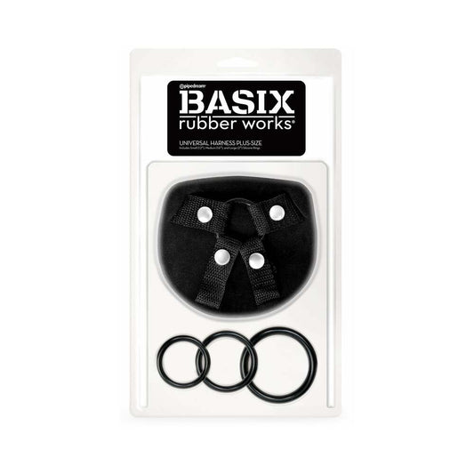 BASIX RUBBER WORKS UNIVERSAL HARNESS PLUS SIZE BLACK