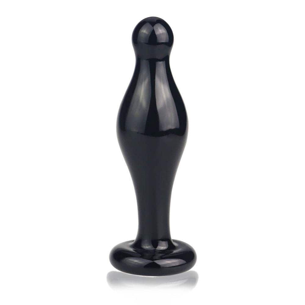 LOVETOY - 4.5" GLASS ROMANCE ANAL PLUG BLACK