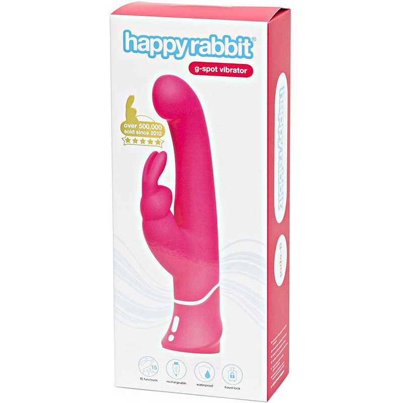 HAPPY RABBIT - G-SPOT RECHARGEABLE SILICONE RABBIT VIBRATOR PINK