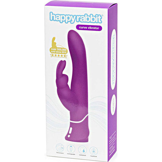 HAPPY RABBIT CURVE RECHARGEABLE SILICONE RABBIT VIBRATOR PURPLE