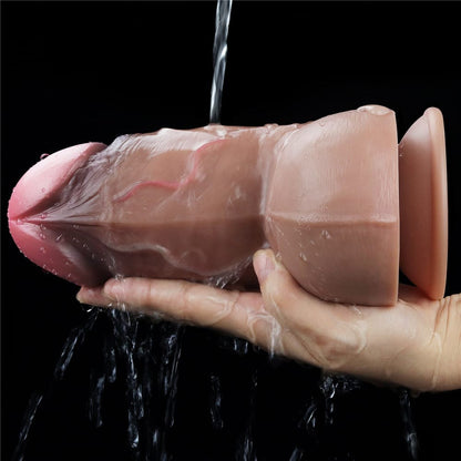 LOVETOY - 7" DUAL-LAYERED SILICONE NATURE COCK BROWN