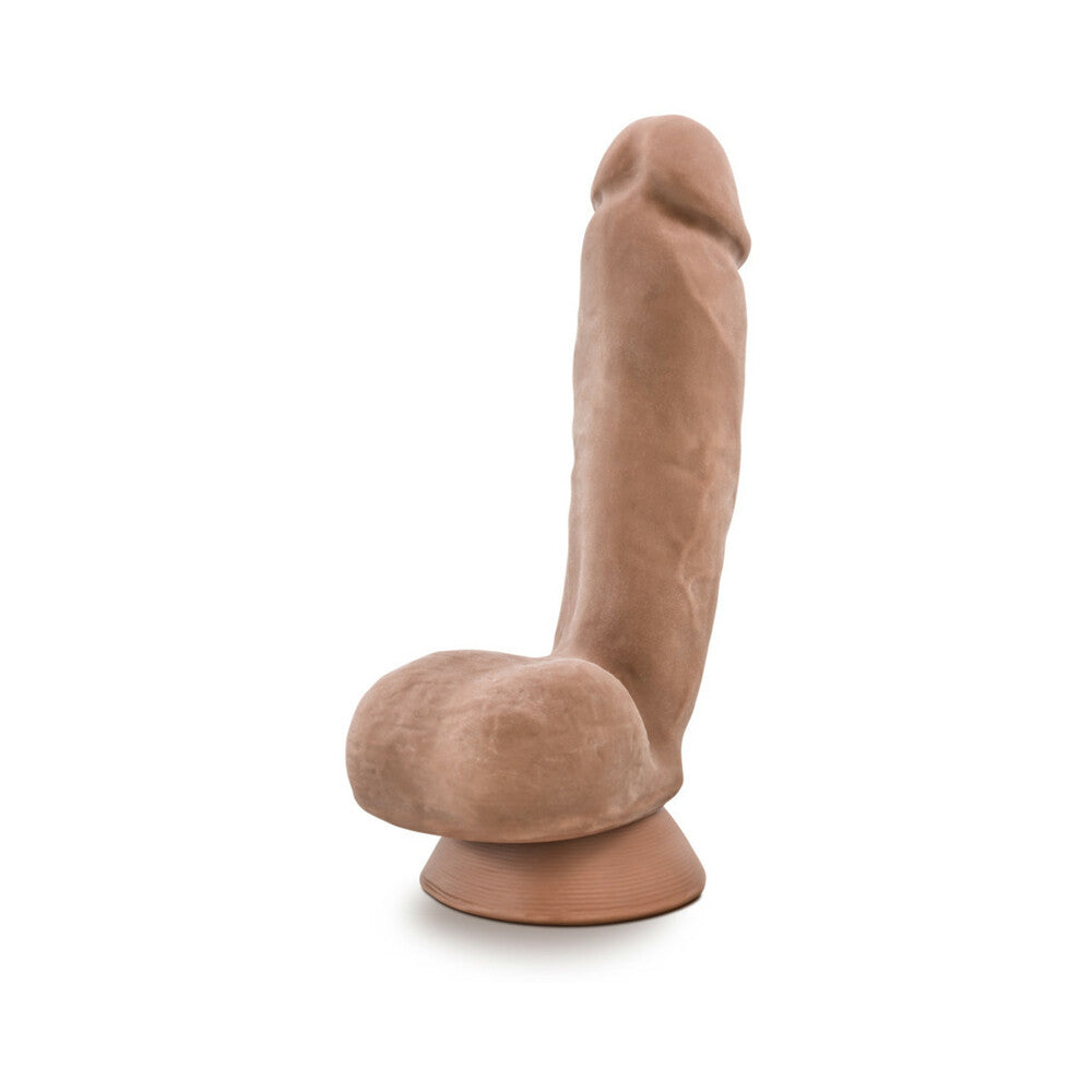 AU NATUREL MACHO 8.5 IN. POSABLE DUAL DENSITY DILDO WITH BALLS TAN
