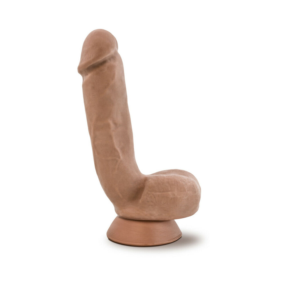 AU NATUREL MACHO 8.5 IN. POSABLE DUAL DENSITY DILDO WITH BALLS TAN