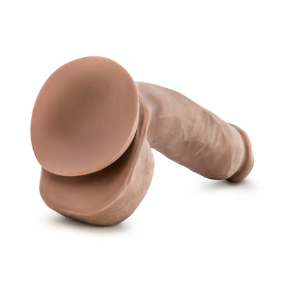 AU NATUREL MACHO 8.5 IN. POSABLE DUAL DENSITY DILDO WITH BALLS TAN