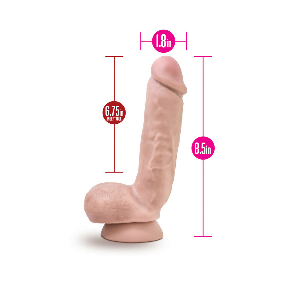 BLUSH - AU NATUREL ANTHONY 8.5 IN. POSABLE DUAL DENSITY DILDO WITH BALLS BEIGE