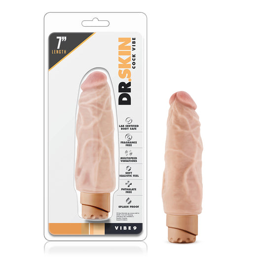 DR. SKIN COCK VIBE 9 REALISTIC 7.5 IN. VIBRATING DILDO BEIGE