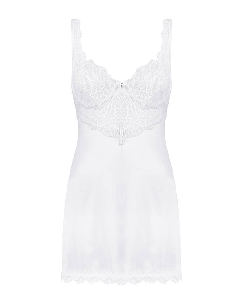 OBSESSIVE - AMOR BLANCO UNDERWIRE CHEMISE & THONG WHITE   S/M