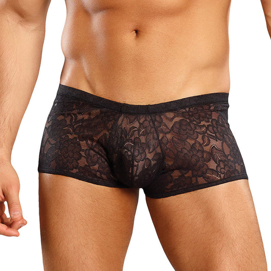 MALE POWER - STRETCH LACE MINI SHORT BLACK MED