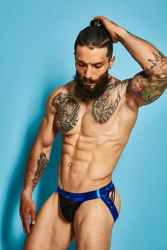 CUT4MEN - C4M-DESIRE JOCKSTRAP-BLUELEATHERETTE-XL