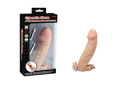 CHARMLY TOY - CHARMLY CYBERSKIN EXTENSION SLEEVE DUAL POWERFUL VIBRATORS FLESH_B0O50_1
