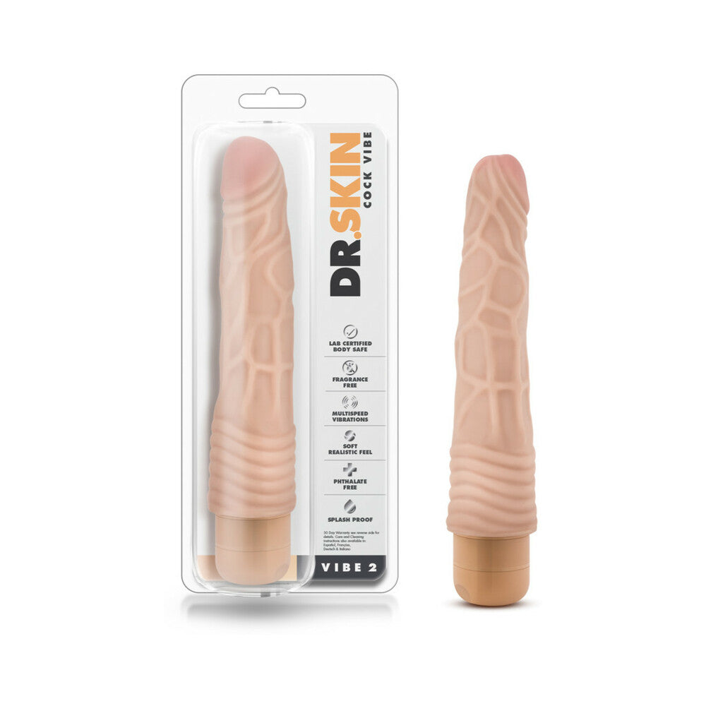 DR. SKIN VIBE 2 REALISTIC 9 IN. VIBRATING DILDO BEIGE