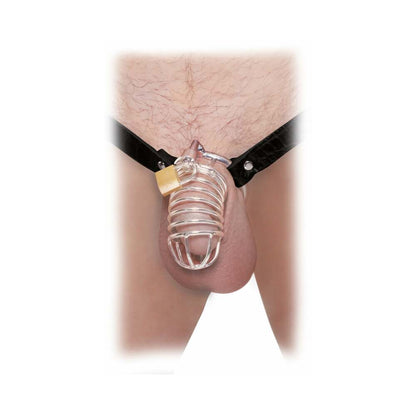PIPEDREAM - FETISH FANTASY EXTREME EXTREME CHASTITY BELT LOCKING COCK CAGE SILVER/BLACK