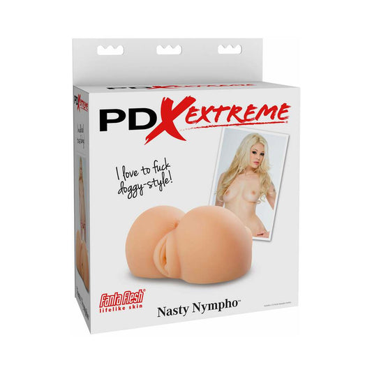 PDX NASTY NYMPHO DUAL-ENTRY MASTURBATOR BEIGE