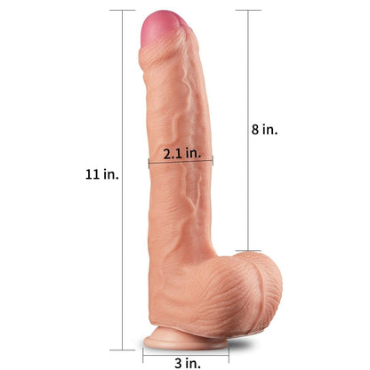 LOVETOY - 11" DUAL LAYER PLATINUM SILICONE COCK