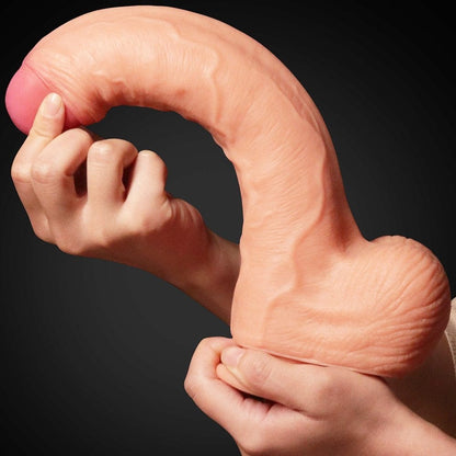 LOVETOY - 11" DUAL LAYER PLATINUM SILICONE COCK