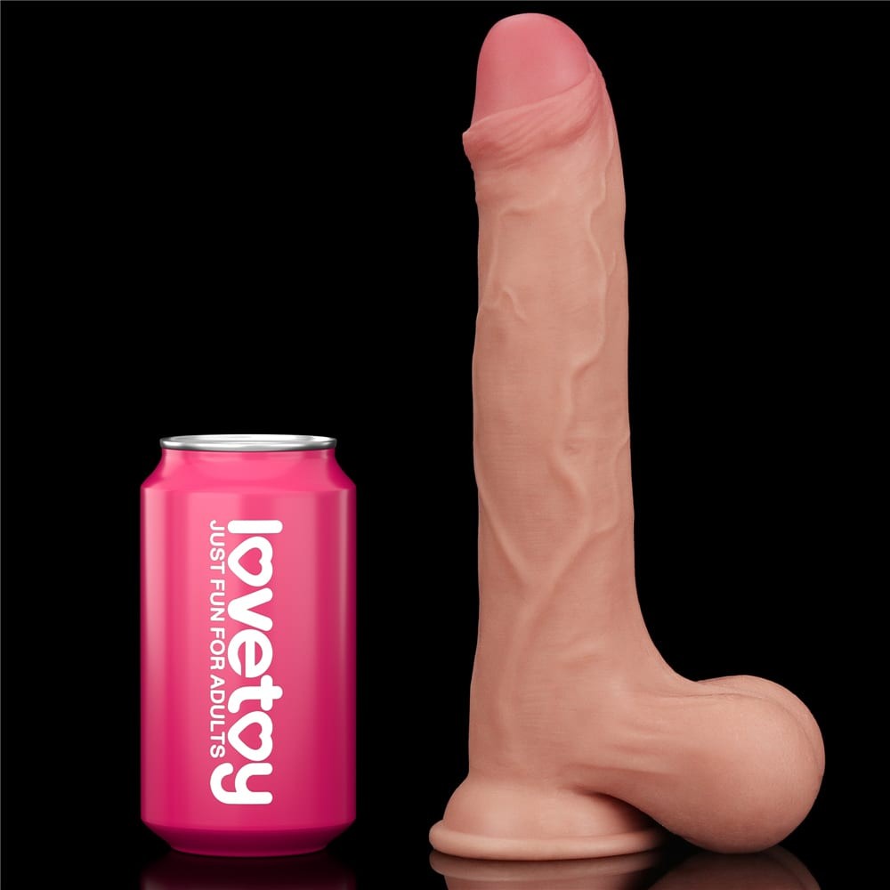 LOVETOY - 9.5'' SLIDING SKIN DUAL LAYER DONG - WHOLE TESTICLE