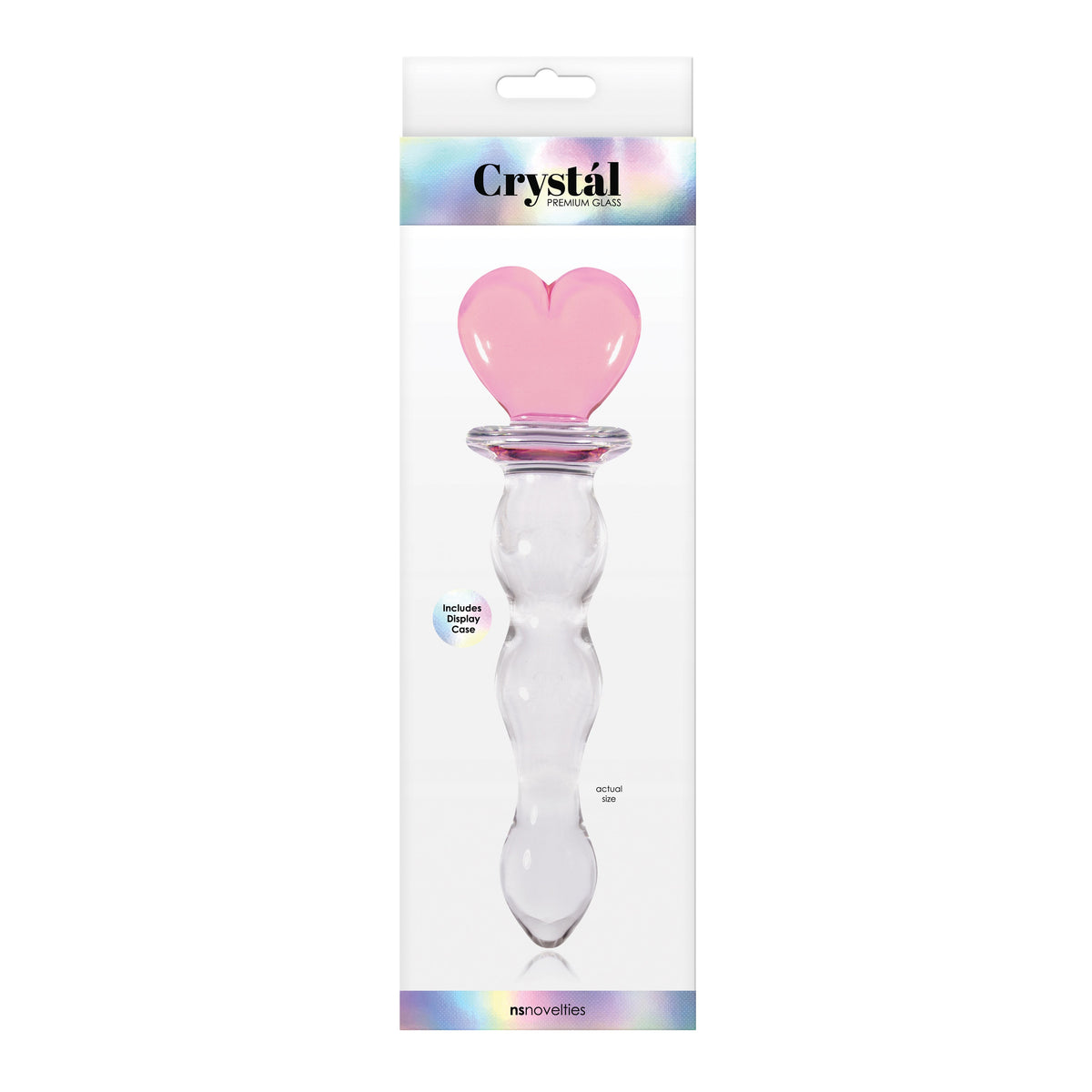 NS NOVELTIES - CRYSTAL HEART OF GLASS 6 IN. GLASS DILDO PINK/CLEAR