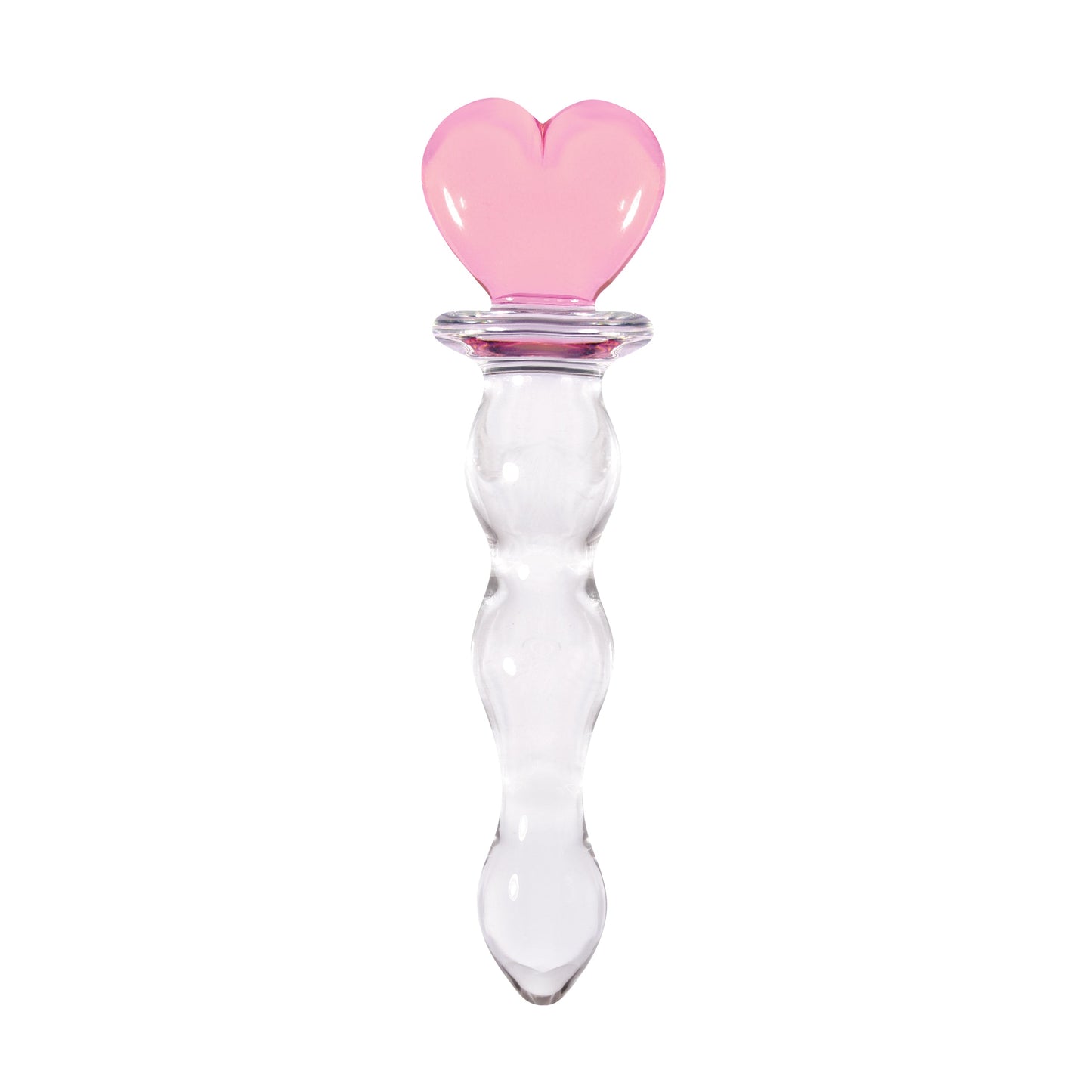 CRYSTAL HEART OF GLASS 6 IN. GLASS DILDO PINK/CLEAR