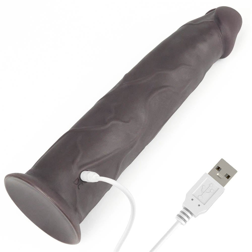 LOVETOY - 9'' DUAL LAYERED SILICONE ROTATOR BROWN