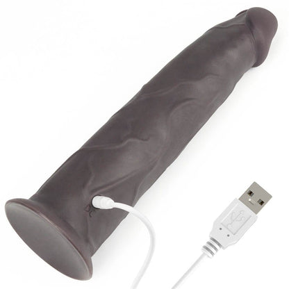 LOVETOY - 9'' DUAL LAYERED SILICONE ROTATOR BROWN