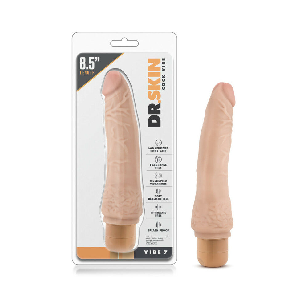 DR. SKIN VIBE 7 REALISTIC 8.5 IN. VIBRATING DILDO BEIGE