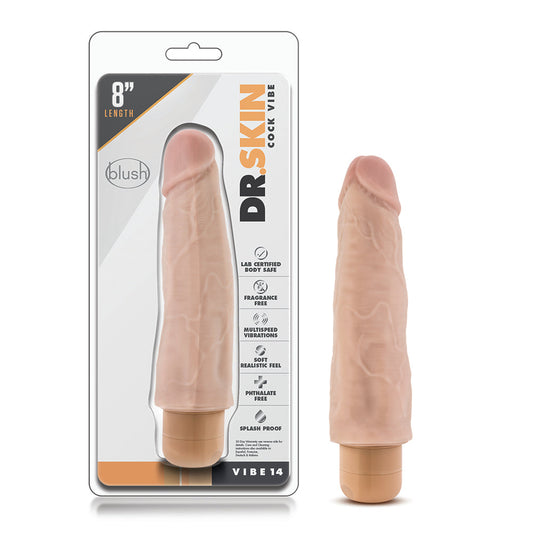 BLUSH - DR. SKIN COCK VIBE 14 REALISTIC 8 IN. VIBRATING DILDO
