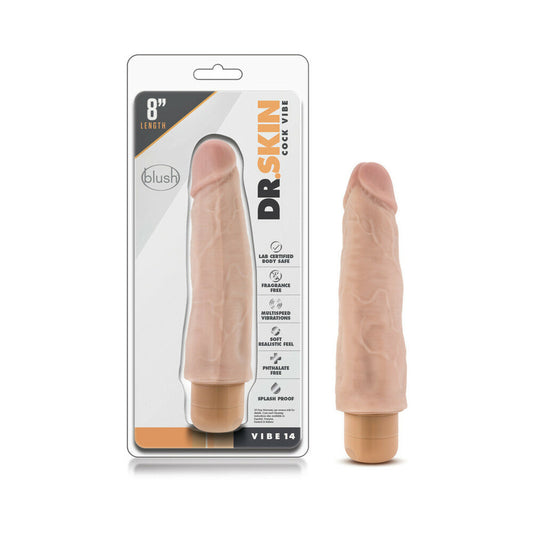 DR. SKIN VIBE 14 REALISTIC 8 IN. VIBRATING DILDO BEIGE