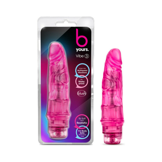 BLUSH - B YOURS VIBE 3 REALISTIC 7.75 IN. VIBRATING DILDO PINK