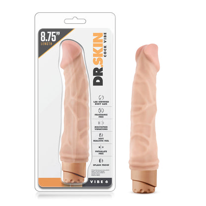 DR. SKIN COCK VIBE 6 REALISTIC 8.75 IN. VIBRATING DILDO BEIGE