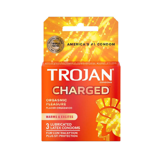PARADISE MARKETING - TROJAN CHARGED W/INTENSIFIED LUBRICANT CONDOMS (3 PACK)