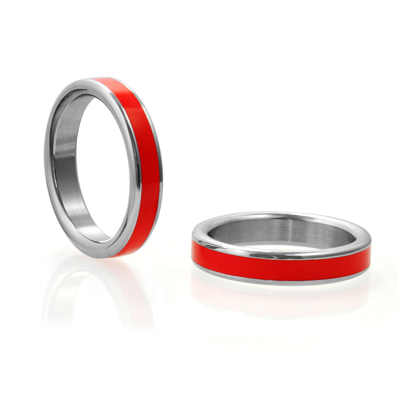 PHS INTERNATIONAL - ANILLO PARA PENE DE ACERO INOXIDABLE H2H CON BANDA ROJA 1.875 PULG.