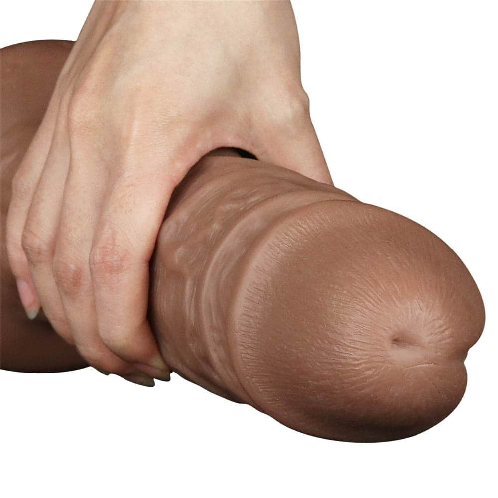 LOVETOY - 10.5'' REALISTIC CHUBBY VIBRATING DILDO BROWN