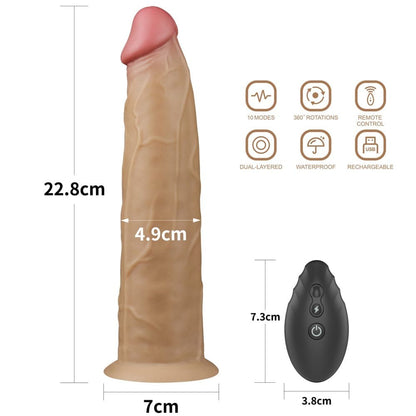 LOVETOY - 9.0'' DUAL LAYERED PLATINUM SILICONE ROTATOR