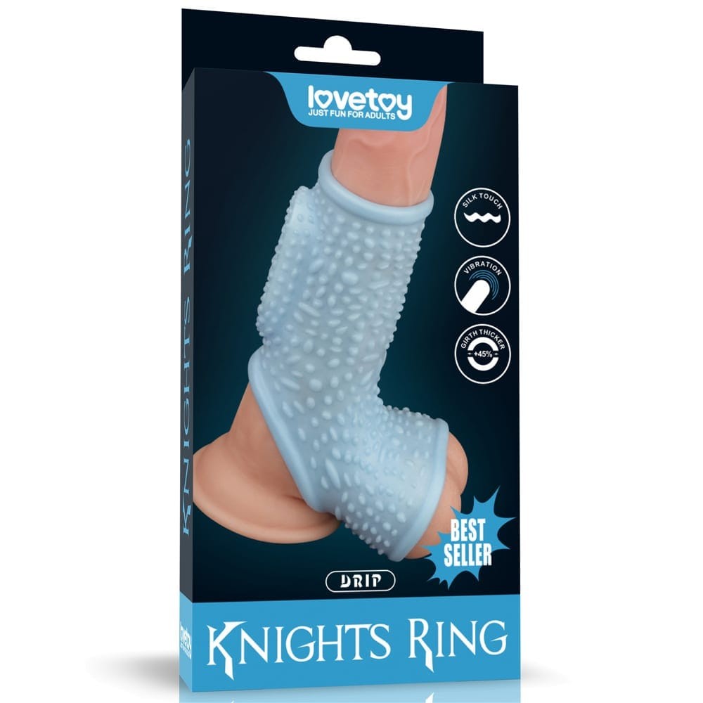 LOVETOY - VIBRATING DRIP KNIGHTS RING WITH SCROTUM SLEEVE BLUE_B15O50_3