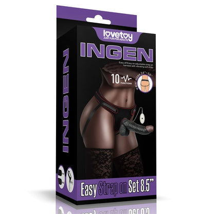 LOVETOY - VIBRATING EASY STRAPON SET 8.5" BLACK