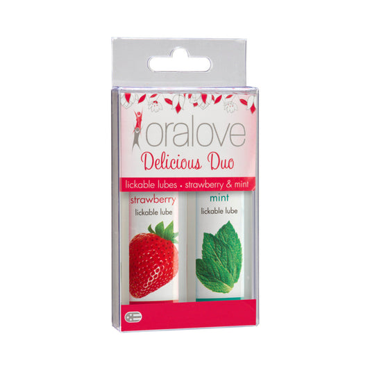 DOC JOHNSON - ORALOVE DELICIOUS DUO STRAWBERRY AND MINT