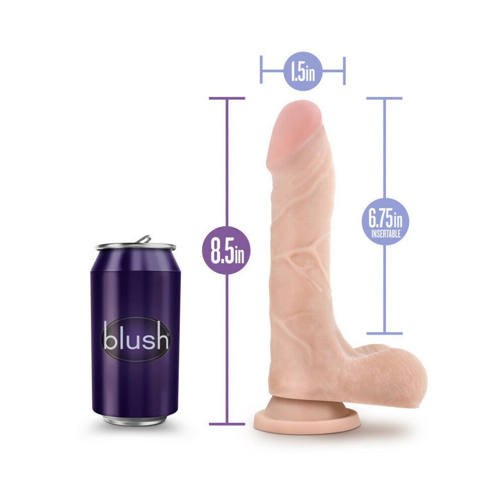 AU NATUREL MISTER PERFECT 8.5 IN. POSABLE DUAL DENSITY DILDO WITH BALLS BEIGE