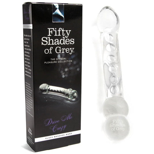 FIFTY SHADES OF GREY DRIVE ME CRAZY 7.5 IN. GLASS MASSAGE WAND DILDO CLEAR