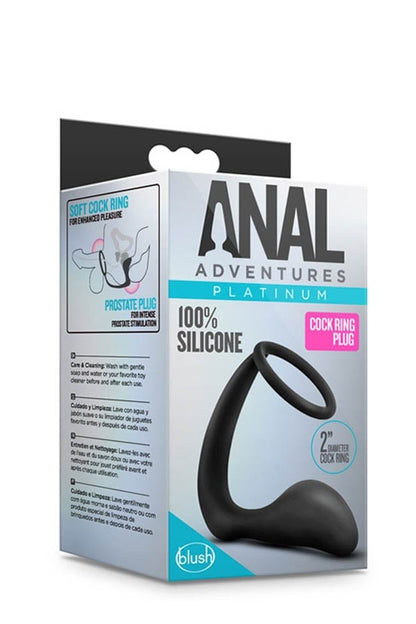 BLUSH - ANAL ADVENTURES COCK RING PLUG BLACK