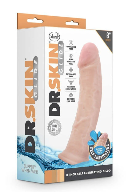 BLUSH - DR. SKIN 8INCH SELF LUBRICATING DILDO