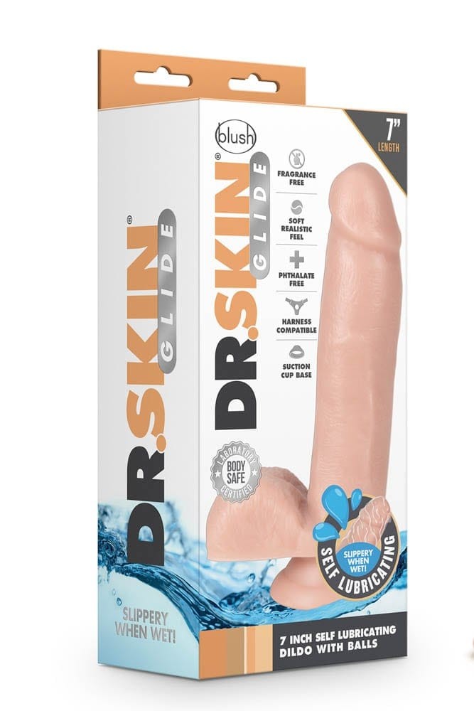 BLUSH - DR. SKIN 7INCH SELF LUBRICATING DILDO