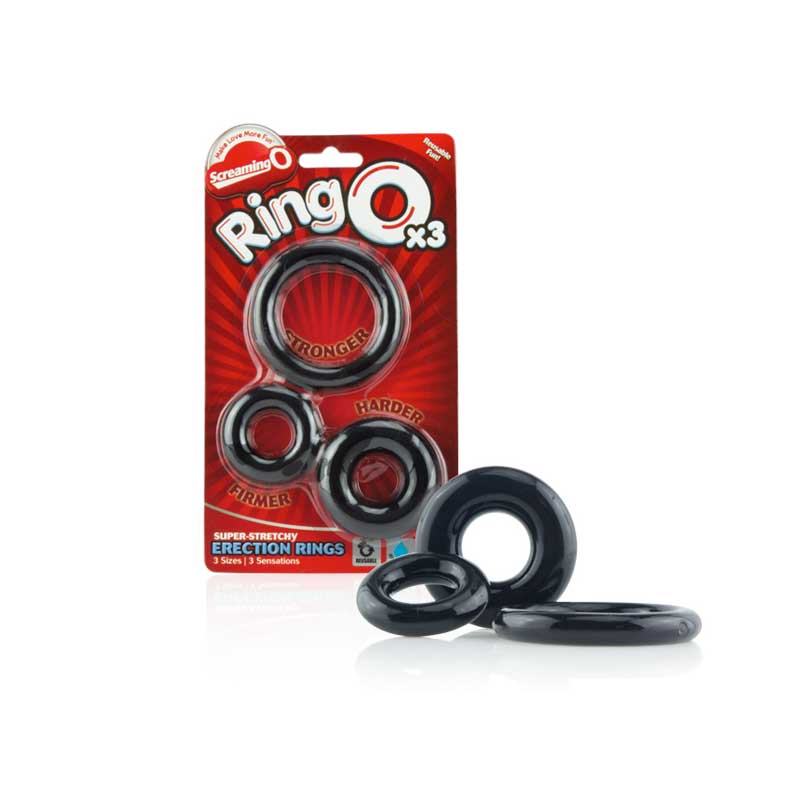 SCREAMING O - RINGO 3-PACK BLACK OF ASST SIZES (BOX OF 6)